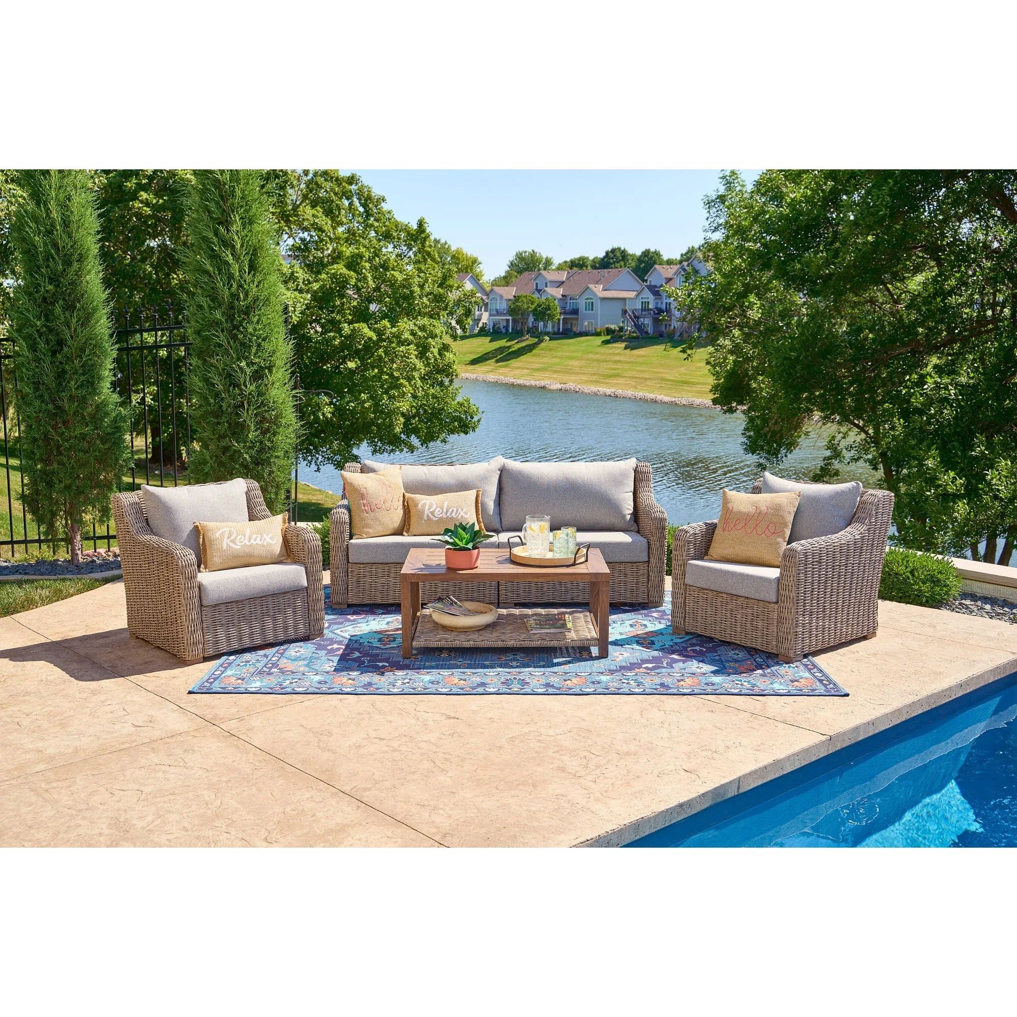 Better Homes & Gardens Bellamy 4 Piece Patio Conversation Set | Walmart (US)