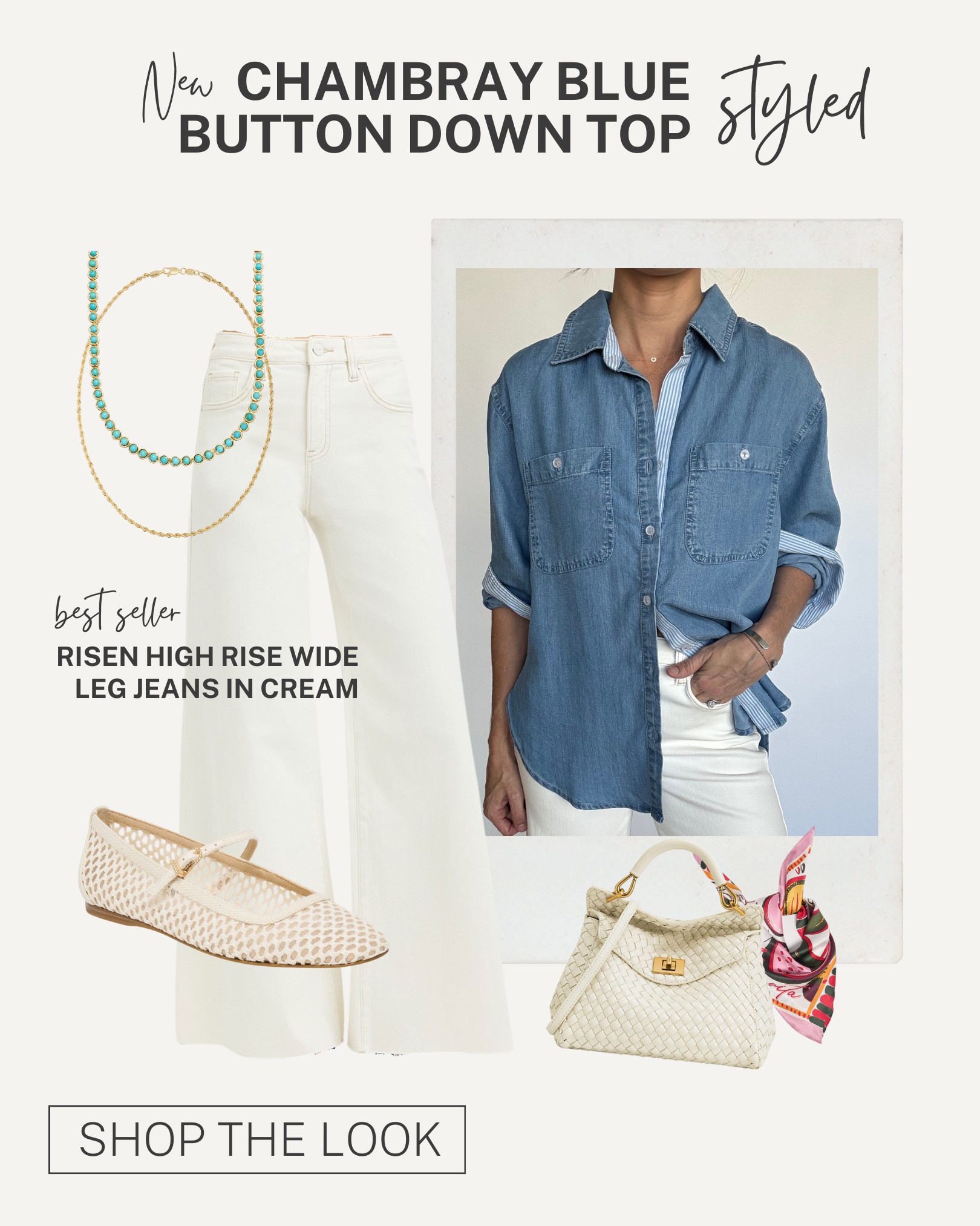Our Chambray Blue Button Down Top + Risen High Rise Wide Leg Jeans STYLED 

 #LTKValentine #LTKootd #LTKmomlife