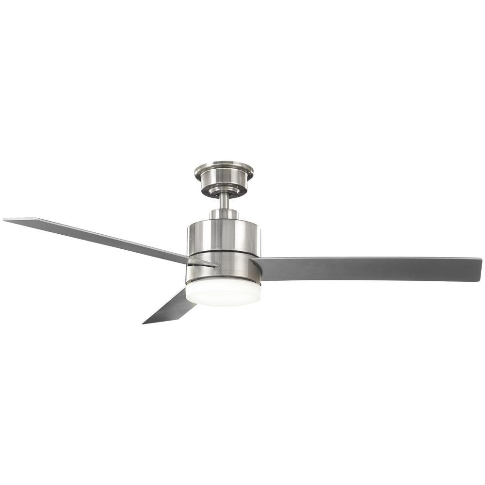 Hampton Bay Madison 52 in. Integrated LED Brushed Nickel Ceiling Fan with Light and Remote Contro... | The Home Depot