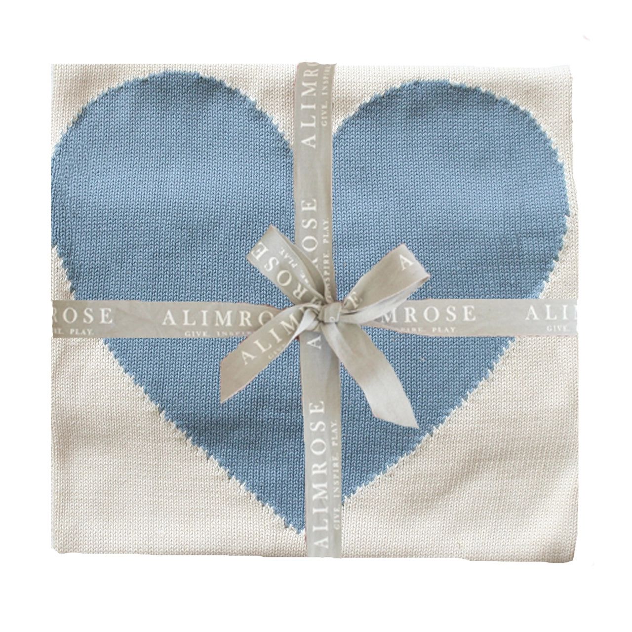 Baby Heart Blanket, Natural/Blue | SpearmintLOVE