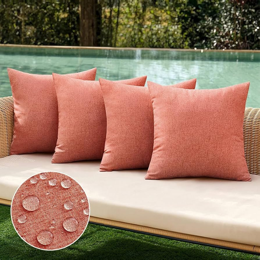 MIULEE Pack of 4 Decorative Outdoor Throw Pillow Covers Linen Waterproof Pillow Covers Farmhouse ... | Amazon (US)
