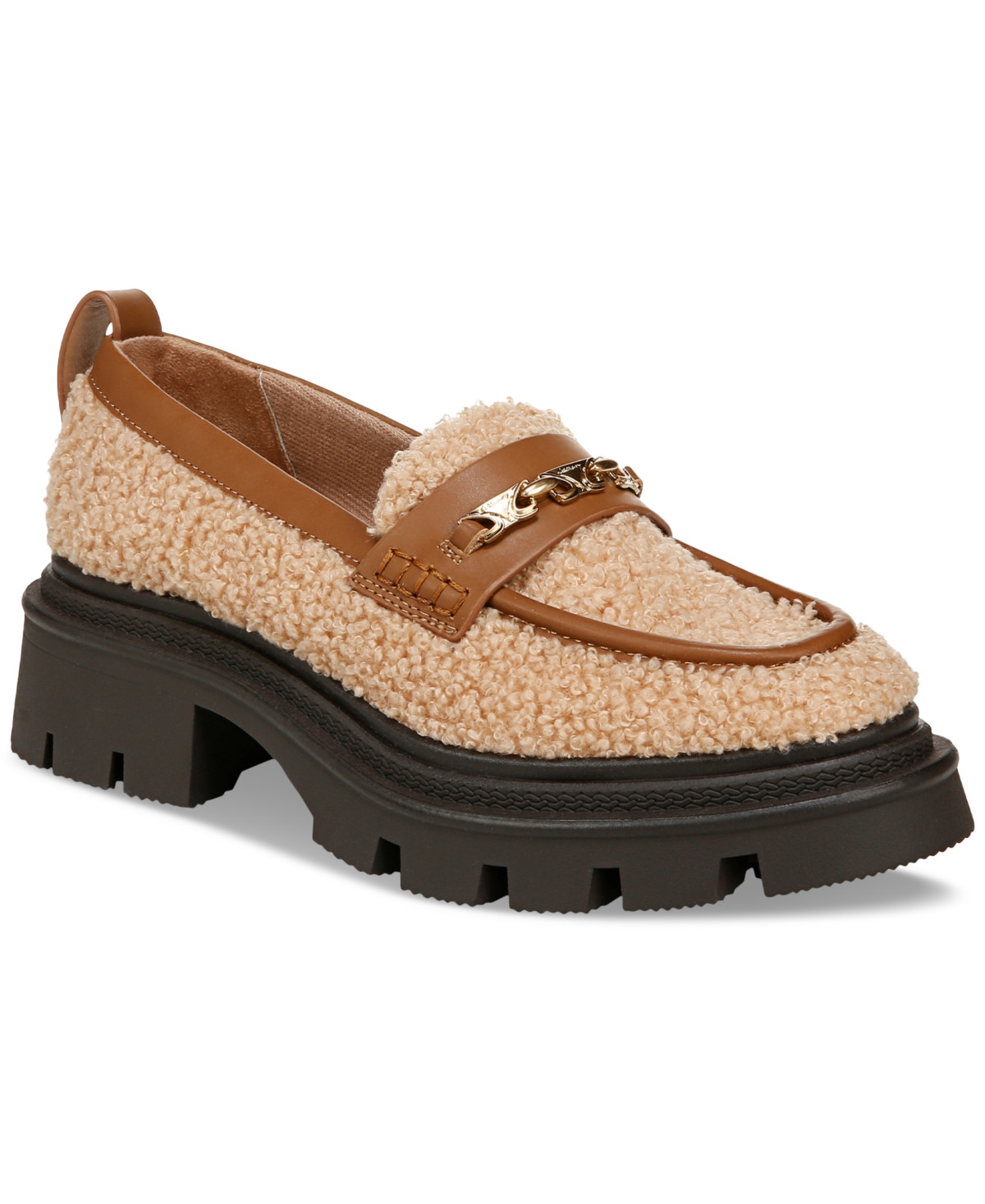 Circus Ny by Sam Edelman Pierre Cozy Lug-Sole Loafers - Dark Blonde Shearling/Spiced Cognac | Macy's