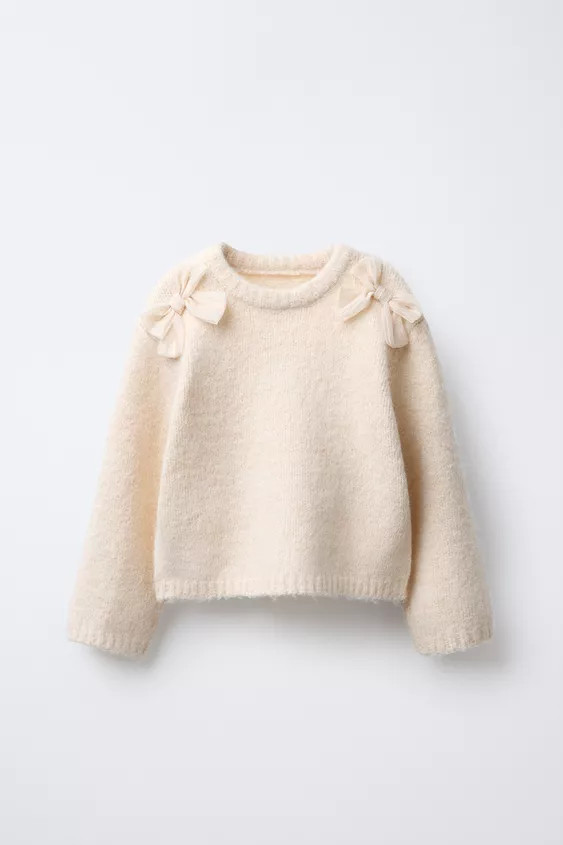 JUMPER WITH SATEEN BOWS | Zara Canada