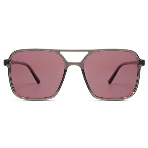 SOJOS Trendy Vintage Aviator Square Sunglasses For Womens Mens Retro 70s UV400 Women Sun Glasses SJ2327 Grey Red | Amazon (US)