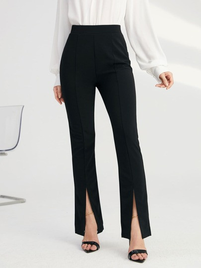 Solid Split Hem Pants | SHEIN