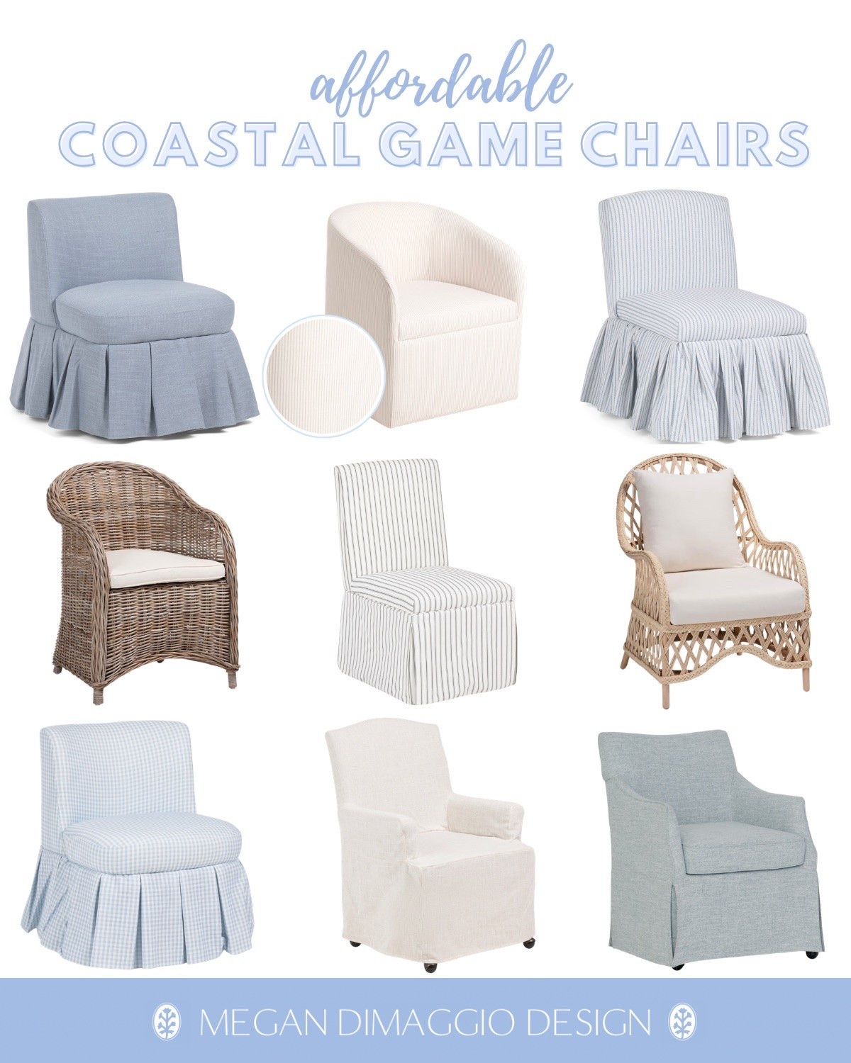 Most under $350!! Affordable but the cutest coastal game chairs to pair with your mahjong or game table!! More options linked 🤍

#LTKHome #LTKSaleAlert