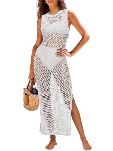 ANRABESS Womens Swimsuit Cover Up Sleeveless Hollow Knit Bikini Swimwear Bathing Suit Coverup Crochet Beach Dress | Amazon (US)