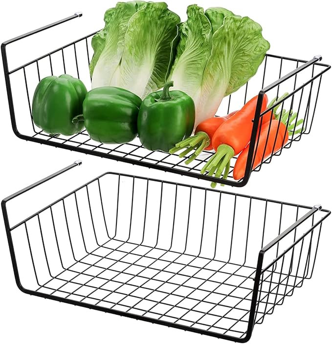2 Stück Schrankkörbe Aufbewahrungskorb Hängekorb Metall für Küche, Speisekammer, Büro, Büc... | Amazon (DE)