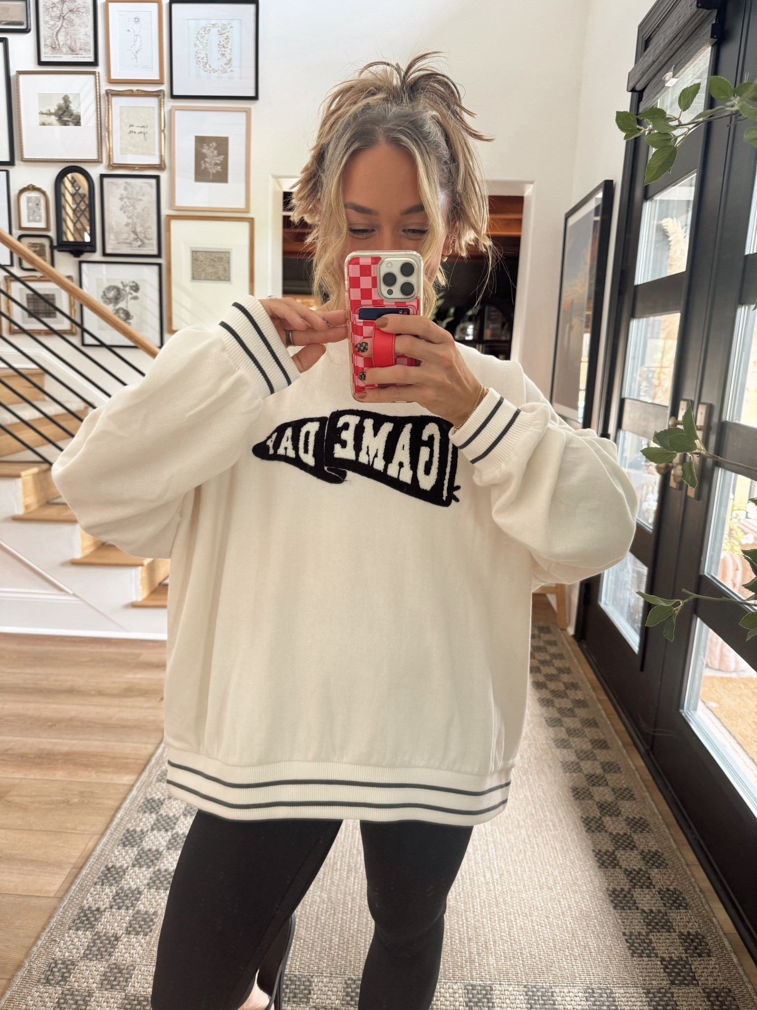 Game Day Crewneck today 🤍🏈 in the XL for an oversized fit! Leggings tts, S! 

Buckle / football season / Amazon fashion / ootd / casual / loungewear / Holley Gabrielle 

#LTKFindsUnder100 #LTKStyleTip #LTKSeasonal