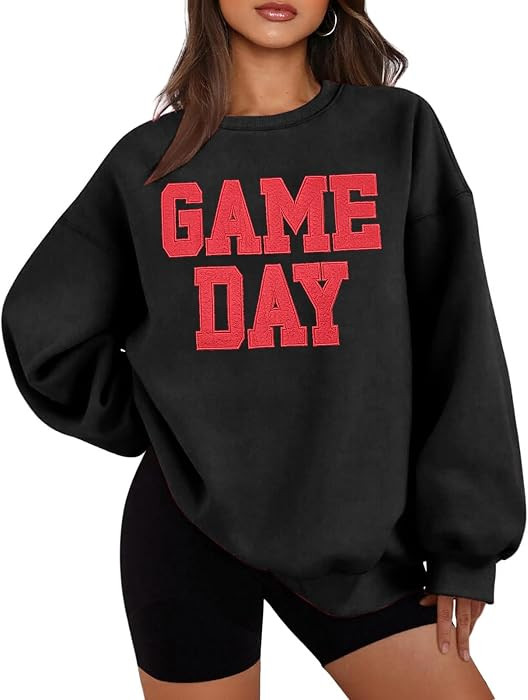 Women Oversized Game Day Sweatshirt, Vintage Graphic Crew Neck Pullover | Amazon (US)