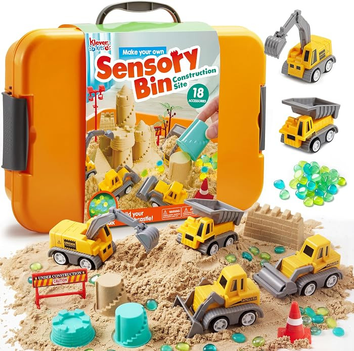 JOVA Klever Kits Construction Sensory Bin for Toddlers with Glow in The Dark Stones, Sandbox with... | Amazon (US)