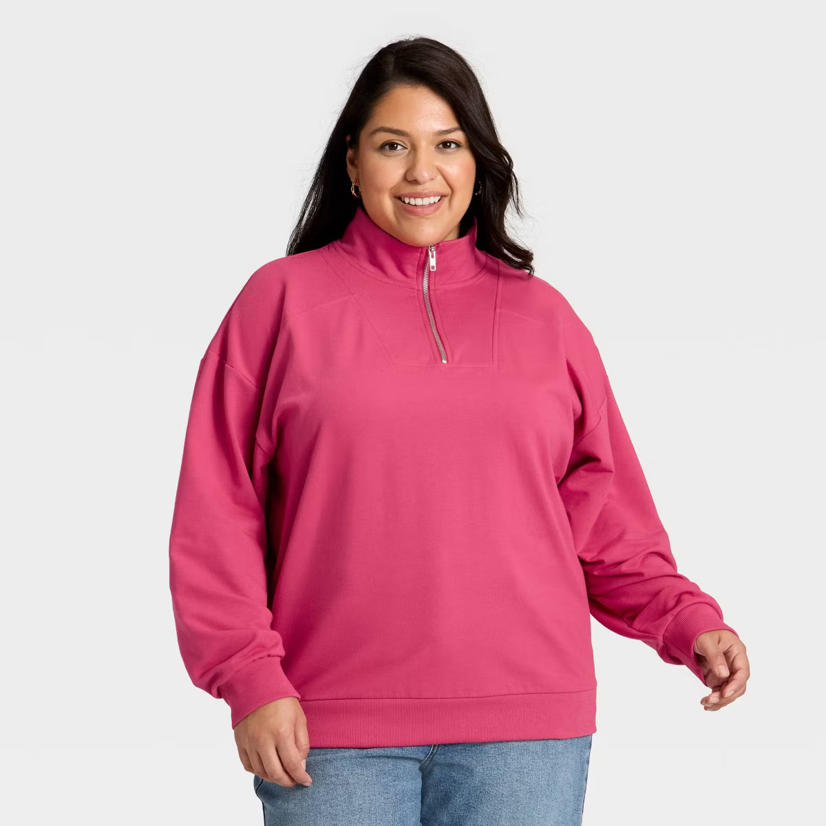 Women's French Terry Pullover Sweatshirt - Ava & Viv™ Pink 4X | Target