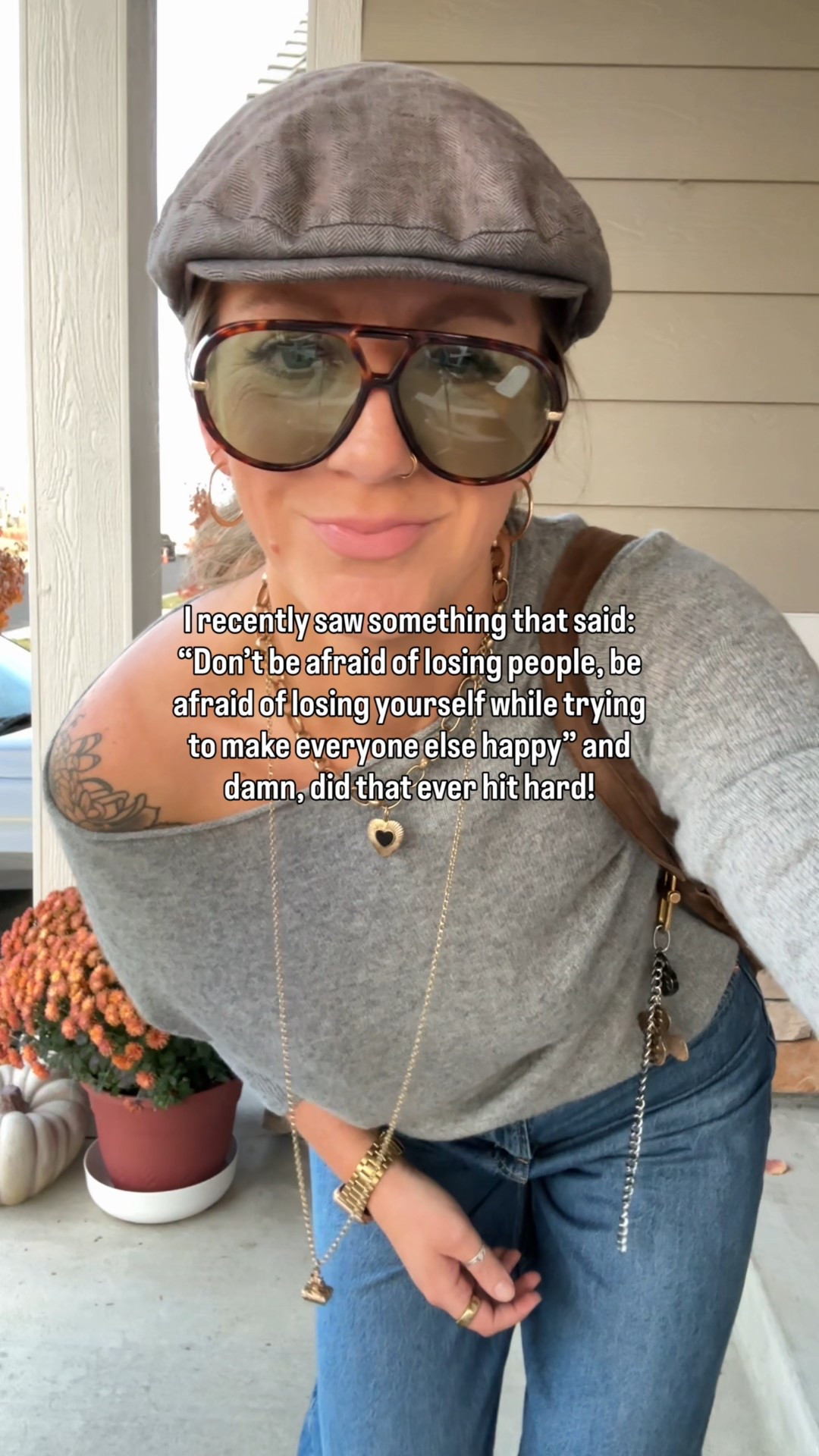 Reminder: don’t lose yourself by trying to please everyone else. That’s the one person you don’t want to disappoint 🫶🏻

✨large sweater, 30 tall jeans (on sale!), 11 boots (on sale!) 
🇨🇦 links for jeans saved at the end 

#LTKOver40 #LTKselfcare #LTKTall