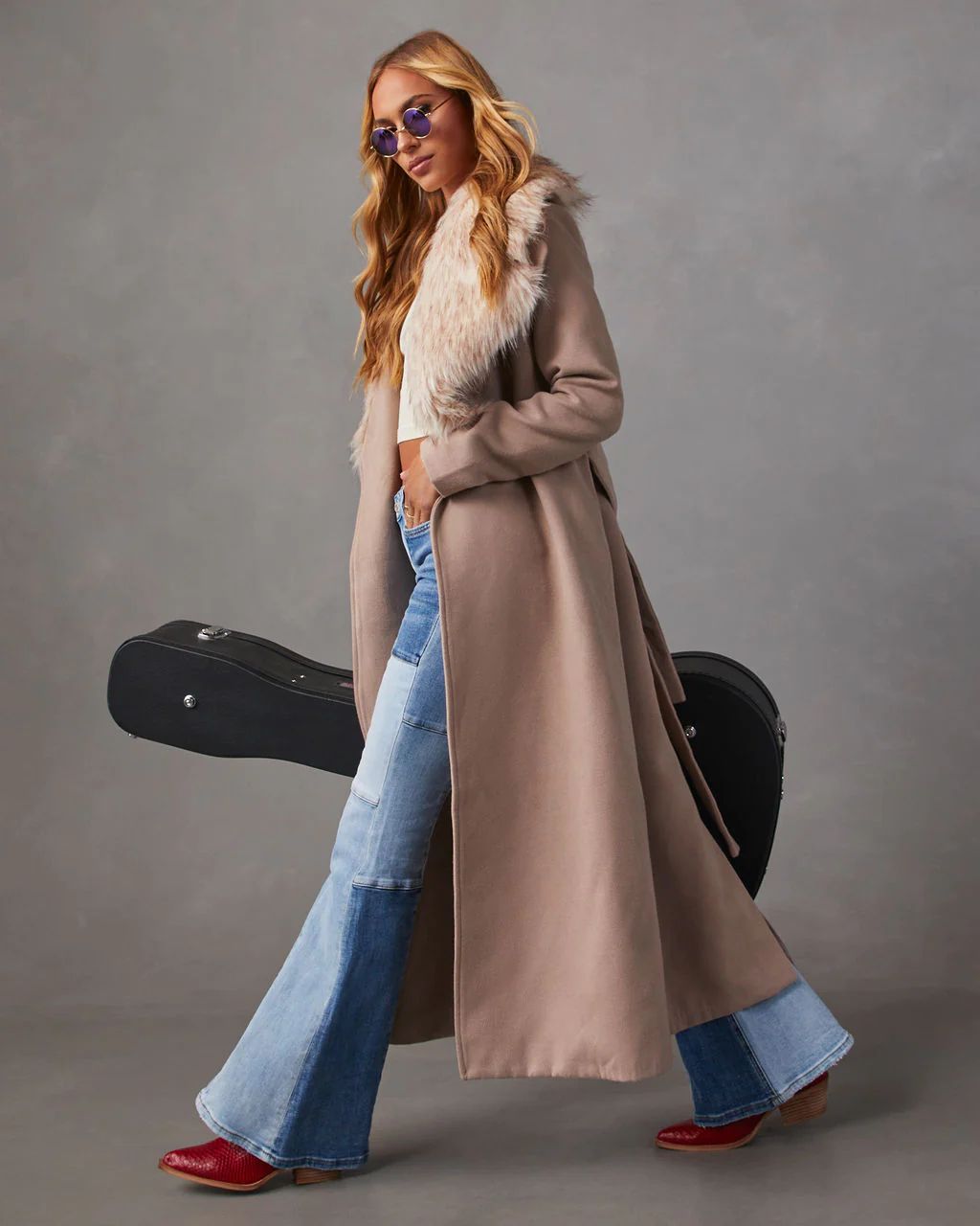 Frederica Pocketed Faux Fur Collar Coat | VICI Collection