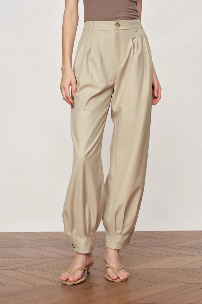 Wilderness Balloon-Leg Tailored Pants in Fine Acetate And Lamb Wool Bl | Fabrique