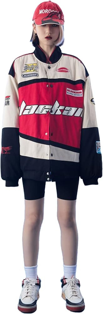 Vamtac Vintage Men Motorcycle Bomber Varsity Jackets Graphic Casual Loose Hip-Hop Letterman Stree... | Amazon (US)