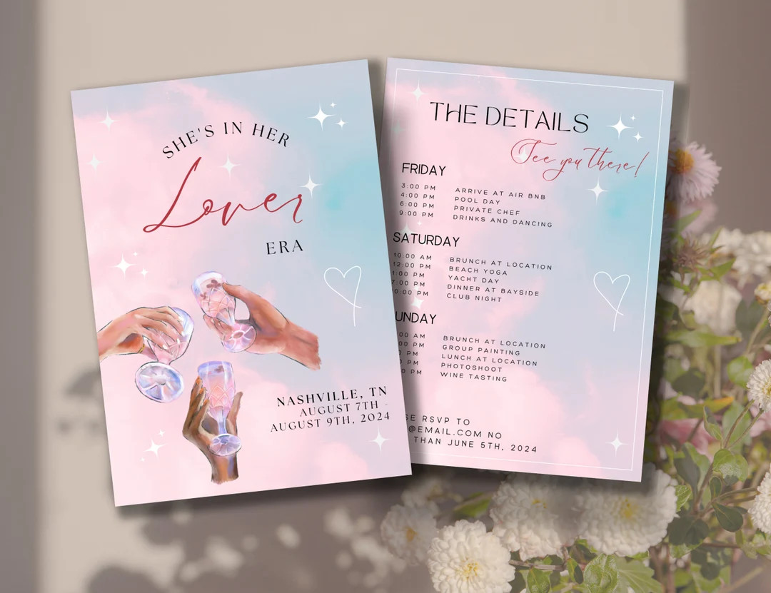 Lover Era Bachelorette Invite  Digital Download Itinerary - Etsy | Etsy (US)