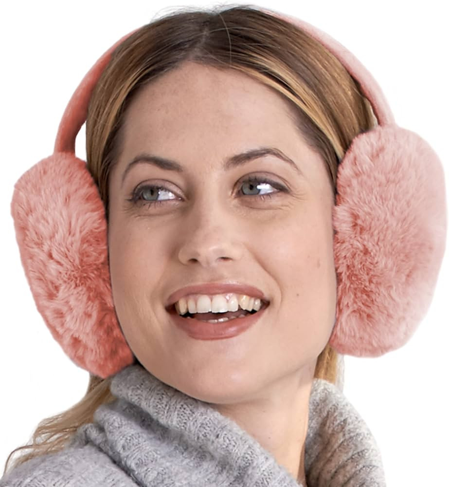 Ear Muffs for Women - Winter Ear Warmers - Soft & Warm Cable Knit Furry Fleece Earmuffs - Ear Cov... | Amazon (US)