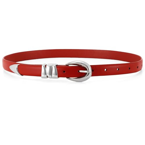 WHIPPY Women Skinny Leather Belt for Jeans Pants Dresses Ladies Fashion Waist Belt with Shiny Gol... | Amazon (US)