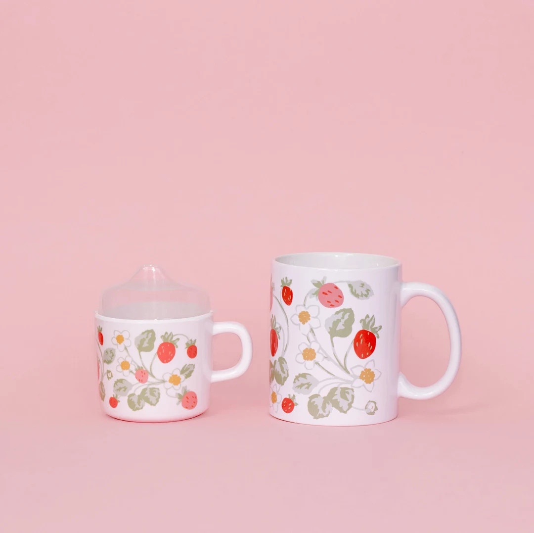 Helmsie STRAWBERRY Mama and Me Matching Strawberry Mug and Sippy Set, Melamine Sippy With Lid. To... | Etsy (US)