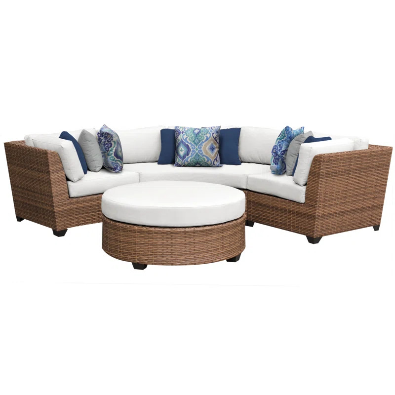 Waterbury 4 Piece Rattan Sectional Seating Group with Cushions | Wayfair North America
