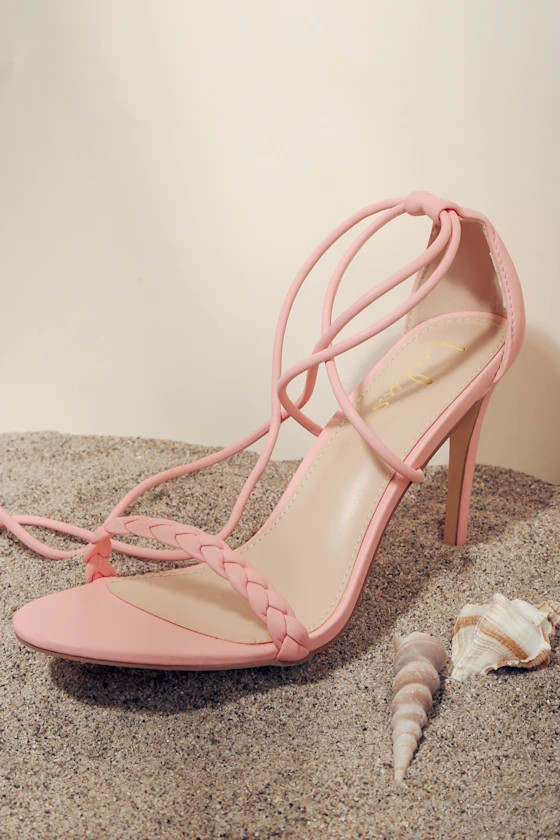 Elloy Pink Woven Lace-Up High Heel Sandals | Lulus (US)