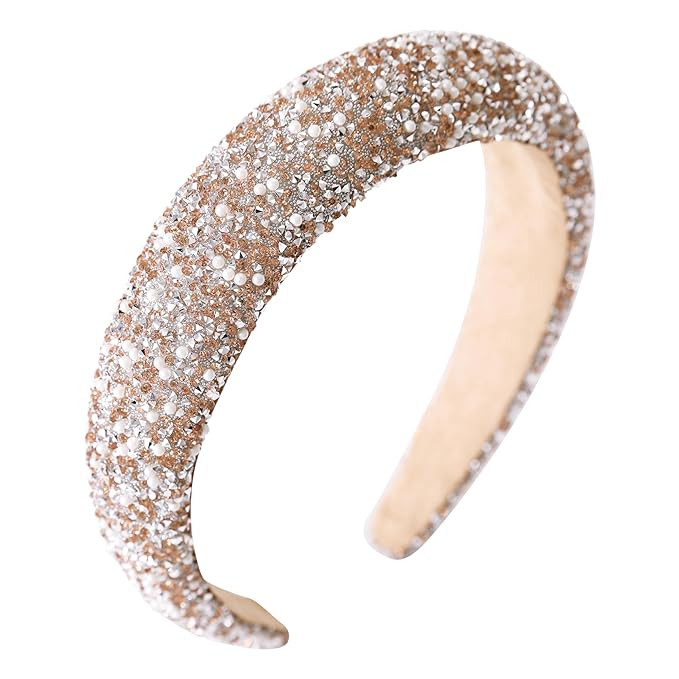 Pearl Rhinestone Women Headband Fashion Bling Beaded Crystal Diamond Headband Glitter Bejeweled P... | Amazon (US)