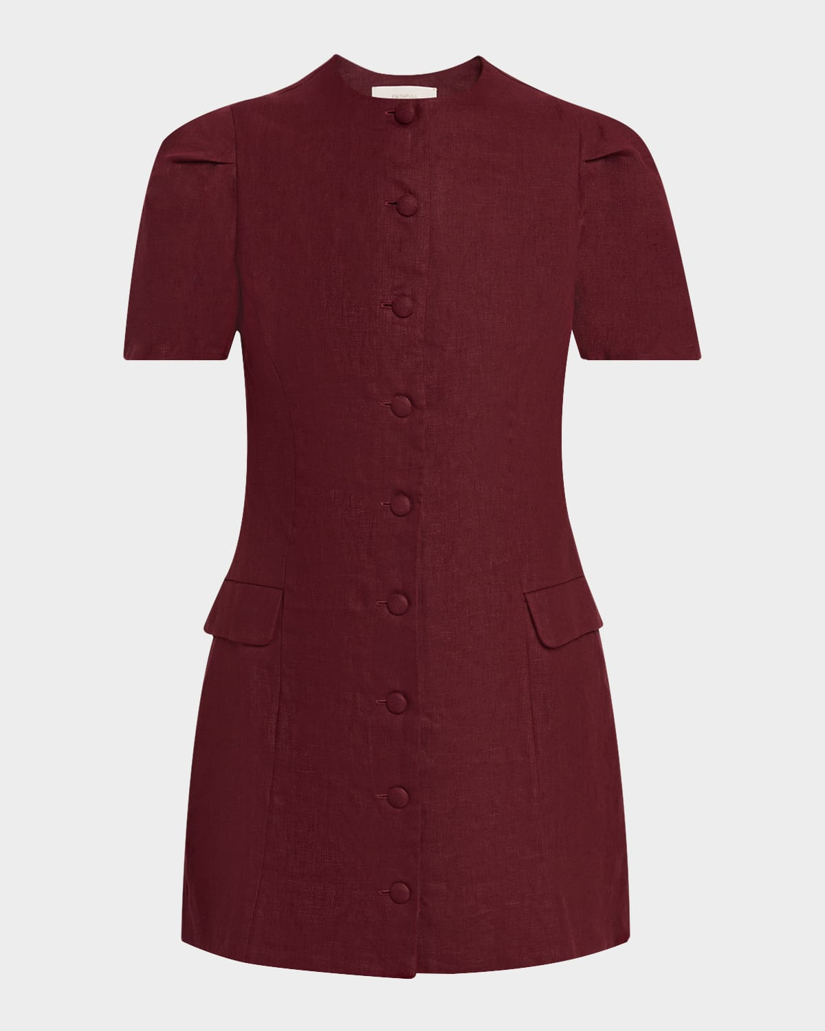 Emma Button-Front Linen Mini Dress | Neiman Marcus