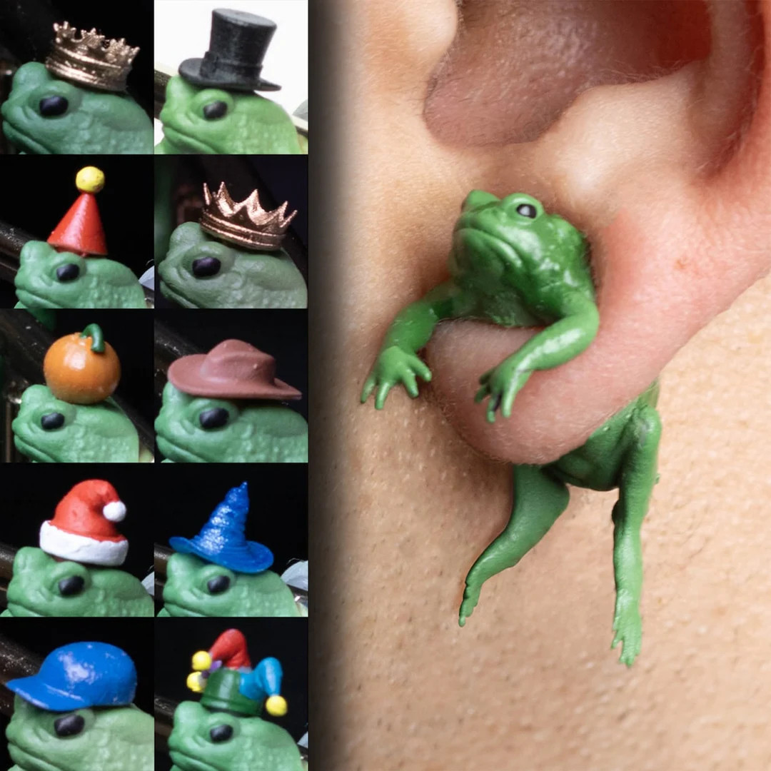 Hand Painted Frog Toad Earrings 3D Printed - Etsy Canada | Etsy (US)