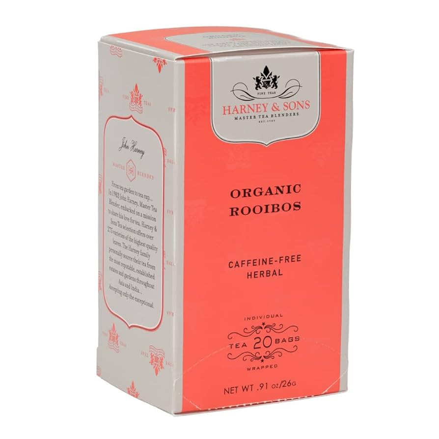 Harney & Sons Premium Tea, Organic Rooibos Herbal Tea, Individually Wrapped Tea Bags, 20/box | Amazon (US)
