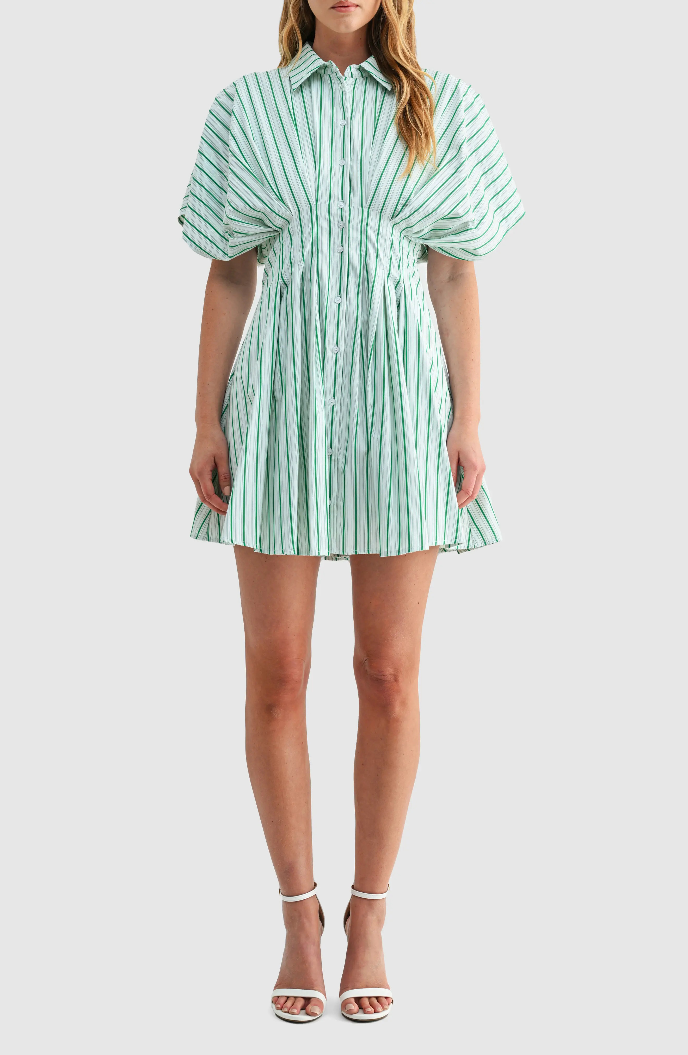 Stripe Pleated Dolman Sleeve Mini Shirtdress (Women) | Nordstromrack | Nordstrom Rack