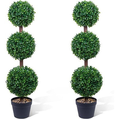 3ft Artificial Peanut Leaf Potted Tree - Two-Piece Set Realistic Fake Plant for Indoor Outdoor Decor, Home Office Floor Greenery, Lifelike Design | Target