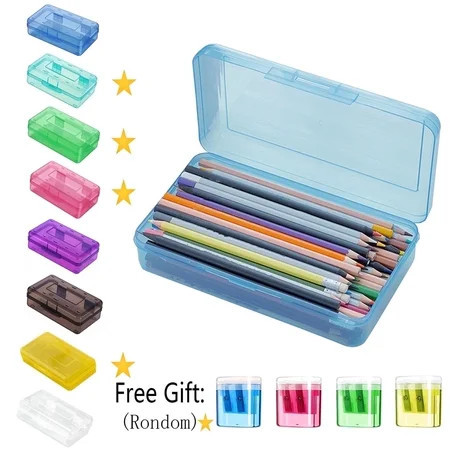 EGNMCR Pencil Box Large Capacity Plastic Pencil Case Boxes Hard Pencil Case Crayon Box with Snap-tight Lid Plastic Pencil Boxes Supply Boxes for Boys School Classroom C - Fall Savings Clearance | Walmart (US)