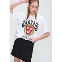 Harvard Printed Oversize T-Shirt, Cotton Tshirt, White T Shirt | Etsy (US)