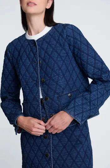 Kenneth Cole Quilted Denim Jacket in Pacific Wash at Nordstrom Rack, Size Medium | Nordstrom Rack