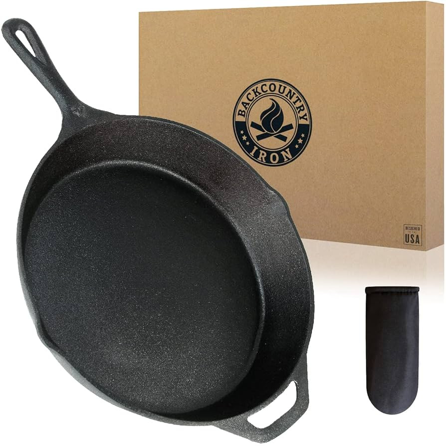 Backcountry Iron 12 Inch Round Large Pre-Seasoned Cast Iron Skillet | Amazon (US)