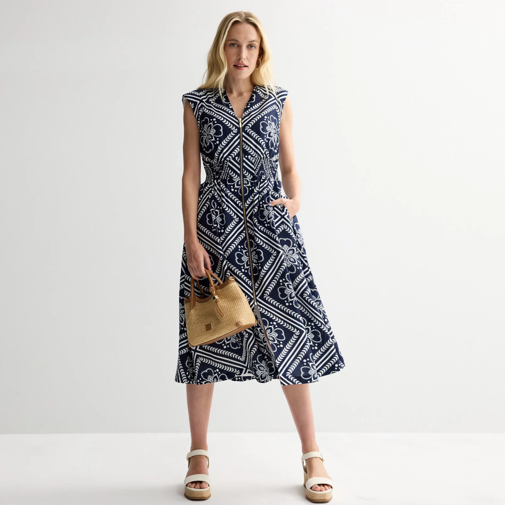 Women's Nine West Zip Front Midi Dress | Kohl's