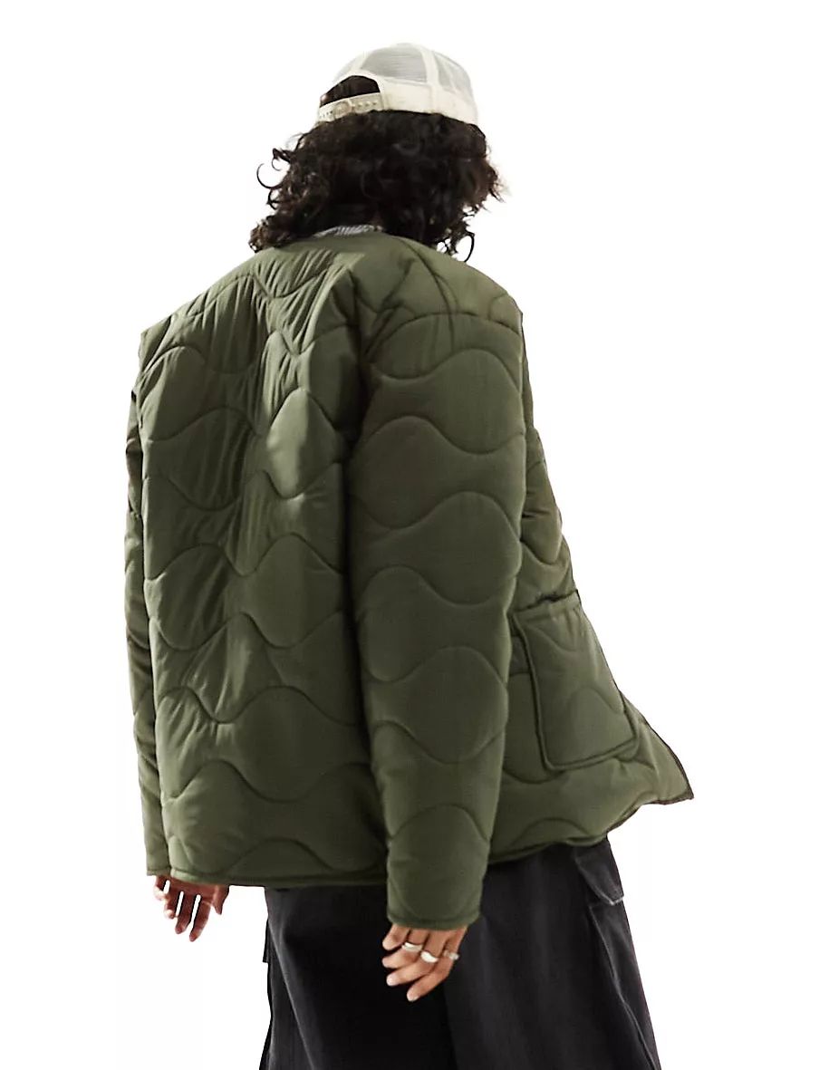 Bolongaro Trevor reversible quilted liner jacket in khaki green | ASOS (Global)