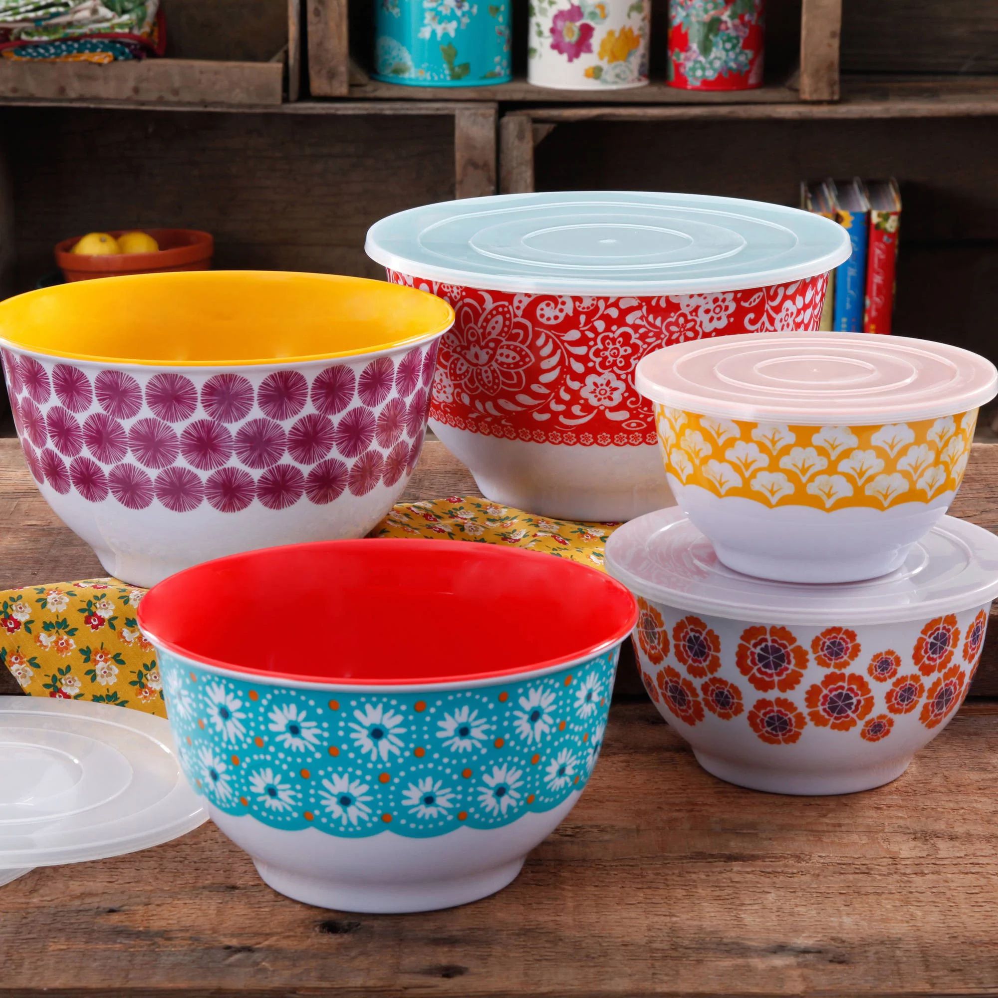 The Pioneer Woman Traveling Vines Melamine Mixing Bowl Set, 10-Piece Set - Walmart.com | Walmart (US)