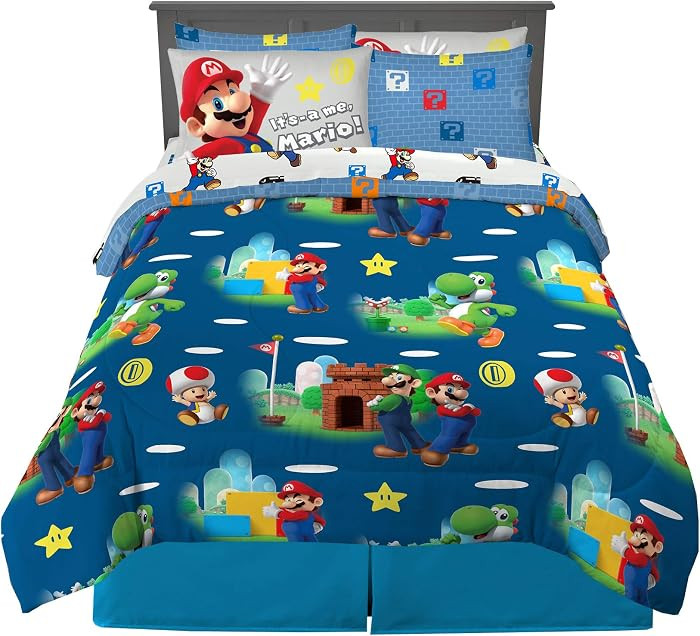 Franco Super Soft Comforter Sheet Set 7 Piece Full Size Mario | Amazon (US)