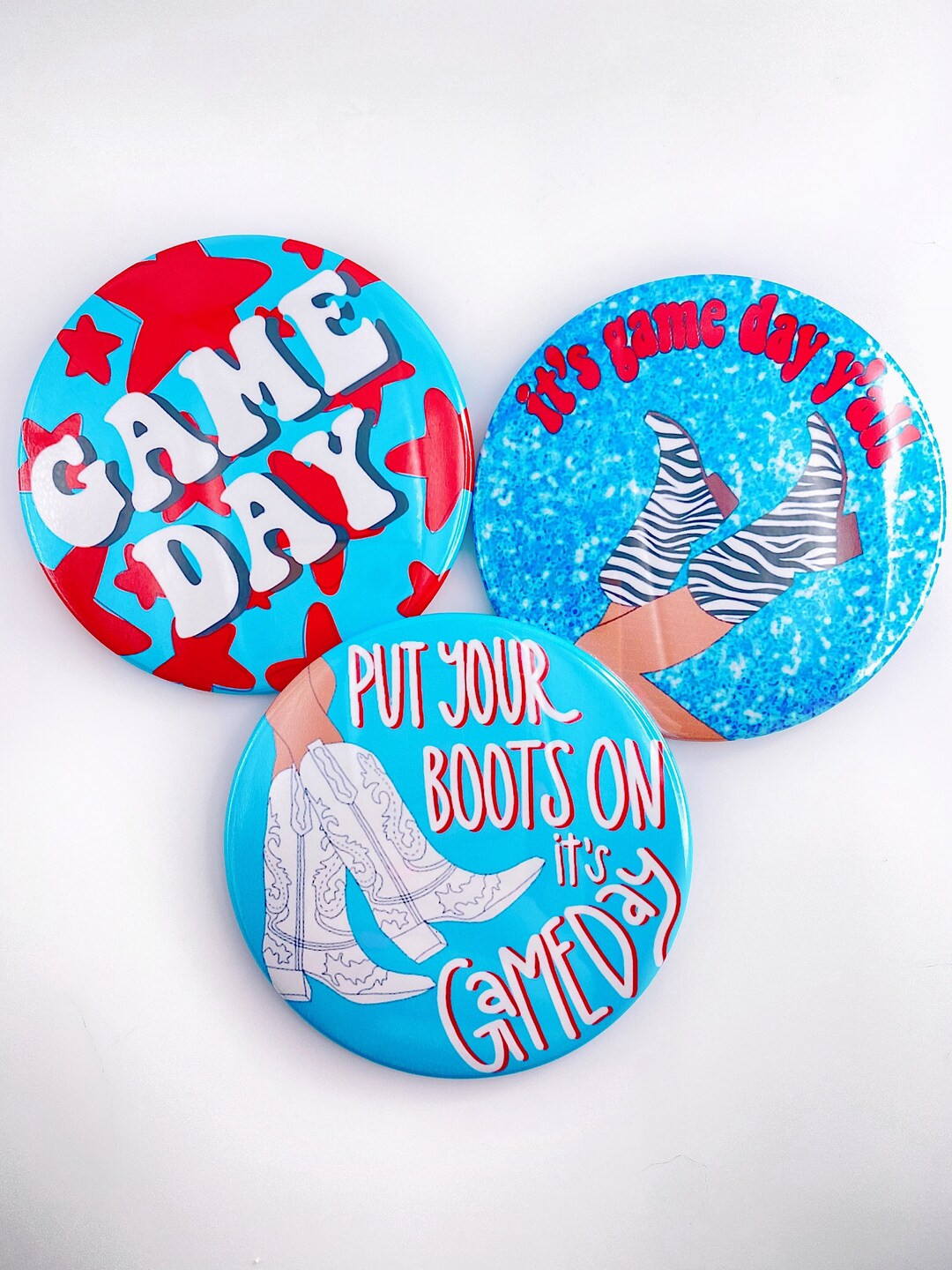 Blue & Red Game Day Tailgate Buttons Game Day Pins College - Etsy | Etsy (US)