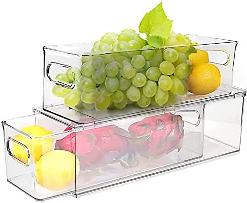 2 Pack Refrigerator Organizer Bins with Pull-out Drawer, Stackable Fridge Drawer Organizer Set wi... | Amazon (US)