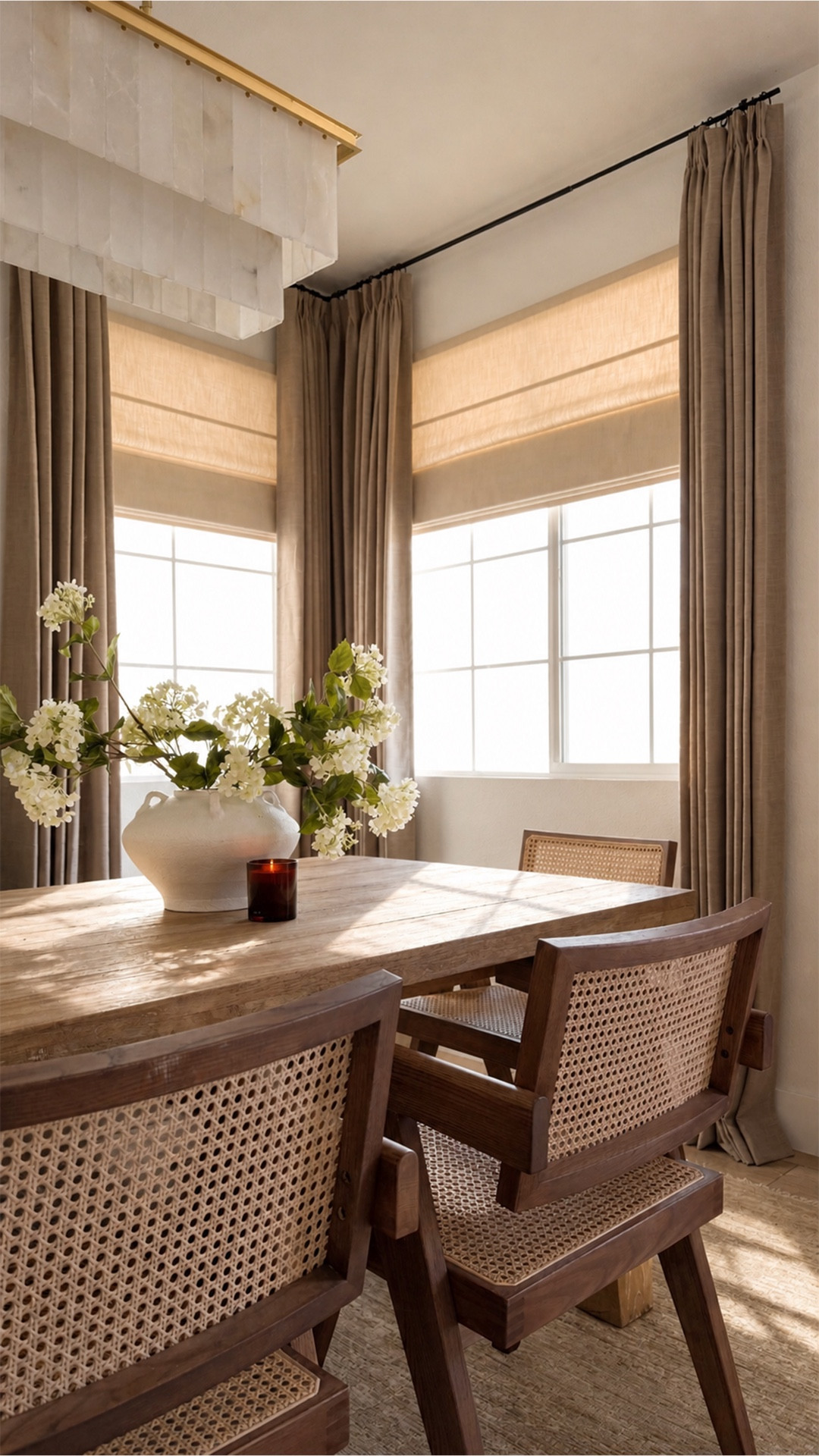 If a room feels off and you can’t figure out why… it’s probably the curtains.
 Trust me—it makes a bigger difference than you think.

I partnered with @twopagescurtains to give our dining room a more moody feel, and it’s exactly what this space needed.

Comment WINDOW and I’ll send you the link + use code EVA22 for 22% off.

SHADE DETAILS: Seed Pearl #7084-9 | Cordless Motorized Roman Shade | Inside Mount | Unlined

CURTAIN DETAILS: Grey Beige | Memory Shaped Triple Pinch Pleat | Unlined
.
.
.
#twopageshome #curtaininspo #neutralhome #diningroomdecor #windowtreatments curtains, linen curtains, pinch pleat curtains, roman shades, neutral home decor, moody interiors, dining room ideas, window styling, custom curtains, motorized shades, soft light, airy space, beige curtains, home styling, interior details