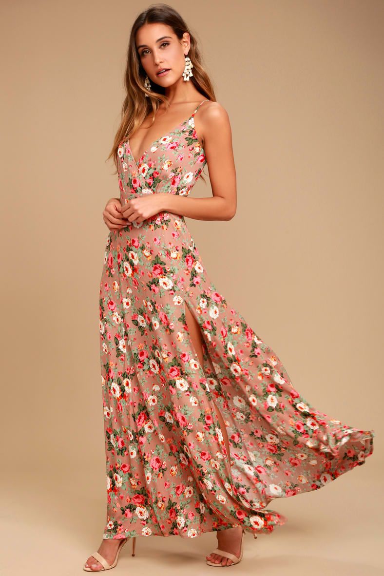 Everlasting Bliss Blush Floral Print Maxi Dress | Lulus (US)
