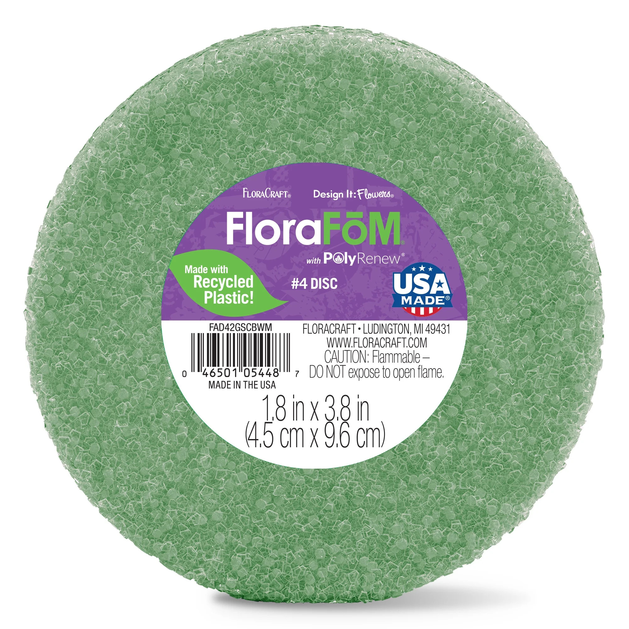FloraCraft FloraFōM Disc 1.8 inch x 3.8 inch Green Floral Arranging Supply | Walmart (US)