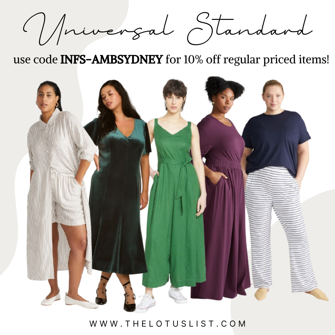Universal Standard 
use code INFS-AMBSYDNEY for 10% off regularly priced items!

ltkfindsunder100 / ltkholiday / ltkgiftguide / ltkseasonal / ltkactive / ltkworkwear / universal standard  universal standard code / universal standard discount code / universal standard promo code / discount code / promo code / code / jumpsuit / green jumpsuit / linen shorts / lounge pants / striped pants / striped lounge pants / velvet dress / green velvet dress / wide leg pants / wide leg lounge pants / lougewear / lounge / active Wear / active / sale / sale alert 

 #LTKSaleAlert #LTKMidsize #LTKPlusSize