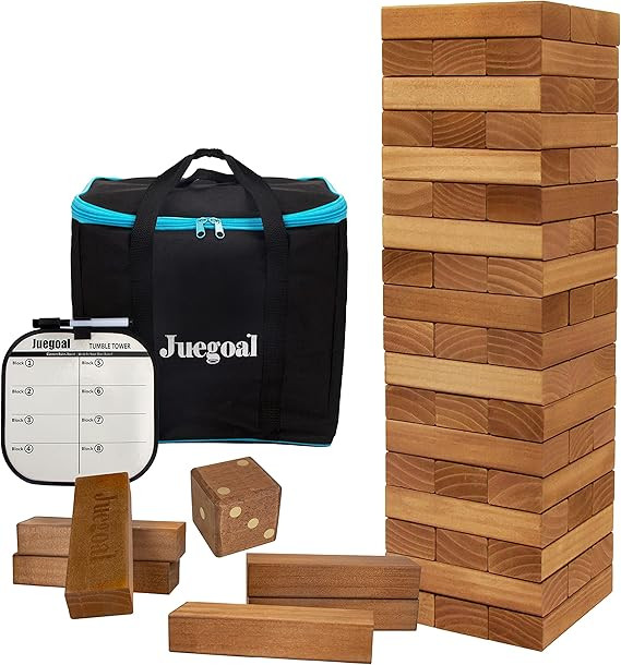 Juegoal 54 Pieces Giant Tumble Tower Blocks Game Giant Wood Stacking Game with 1 Dice Set, Gamebo... | Amazon (US)