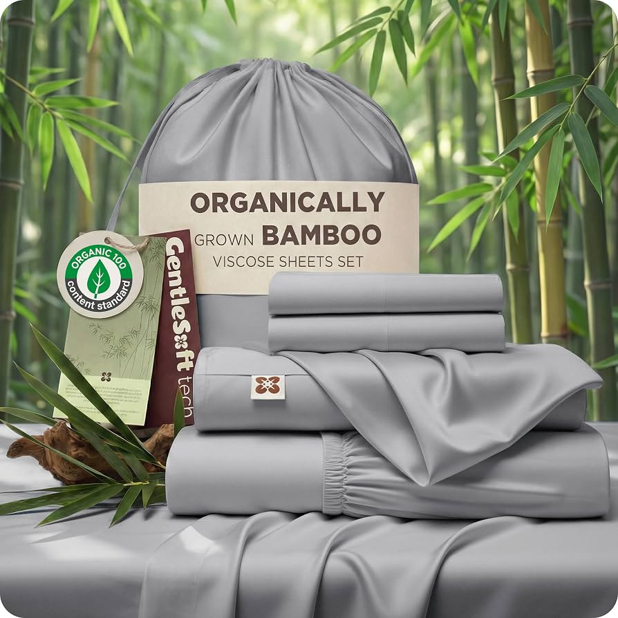 Bedsure 100% Organically Grown Bamboo Viscose King Size Sheets Set | Cooling Bedsheets for Hot Sl... | Amazon (US)