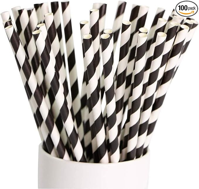Biodegradable Striped Paper Straws,Paper Drinking Straws for Party, Events and Crafts,Baby Shower... | Amazon (US)