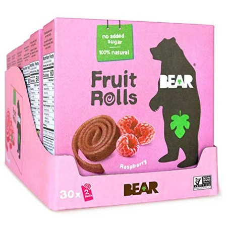 BEAR Real Fruit Snack Rolls - Gluten Free Vegan and Non-GMO - Raspberry 30 2 | Walmart (US)